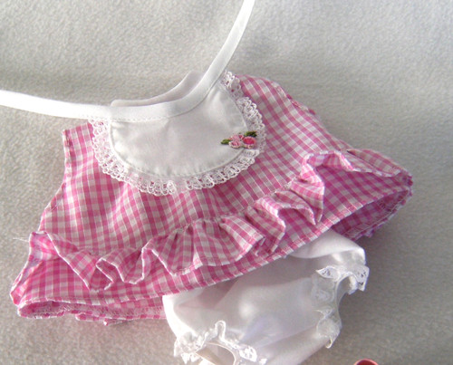 Pink check dress panties bib - check,