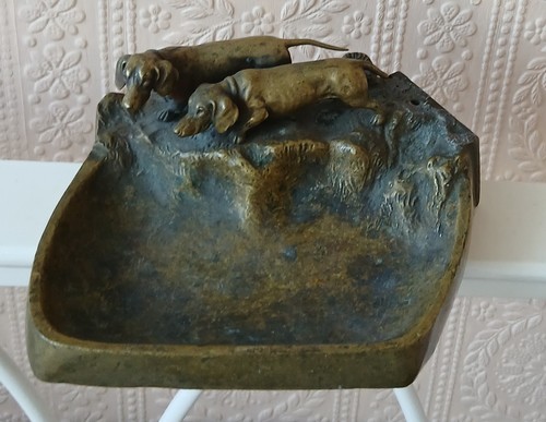 Brass metal dachshund - metal, dish