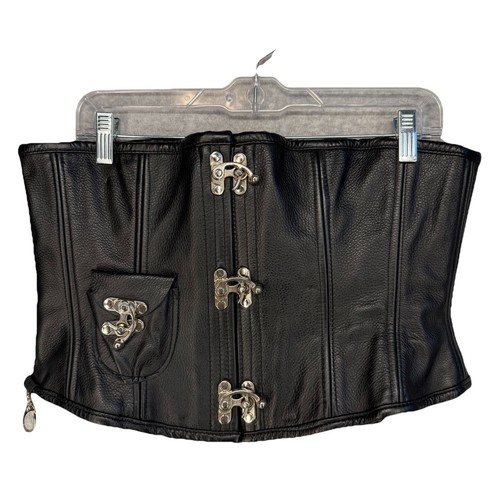 Leather corset womens l - leather,