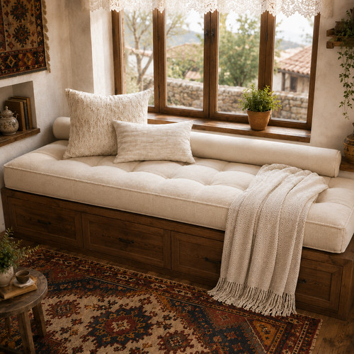 Custom tufted bench cushion - bench,