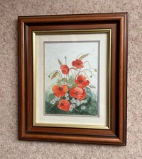Framed Original Poppy Painting