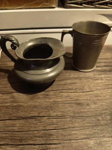 Antique pewter creamer - pewter, /