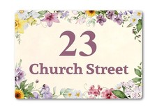 Personalised Floral Watercolour METAL House Street Number Home Sign Plaque