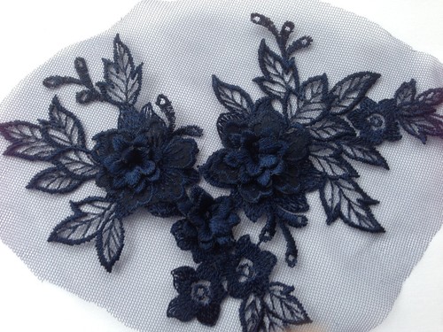 Lace applique motif flower - 3d,