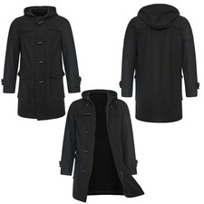 Mens Wool Duffle Jacket Parka Hoodie Army Vintage Style Suit Long Trench Coat
