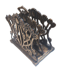 Vintage Brass Letter Rack Twin Art Nouveau Style Sunflowers 14 x 13.5cm x 8.5cm