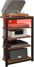 HOMCOM 4-Tier Corner TV Stand with Storage, LED Lights, Cable Management, Small