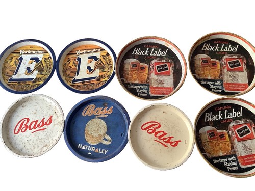 Vintage metal round beer trays - metal,