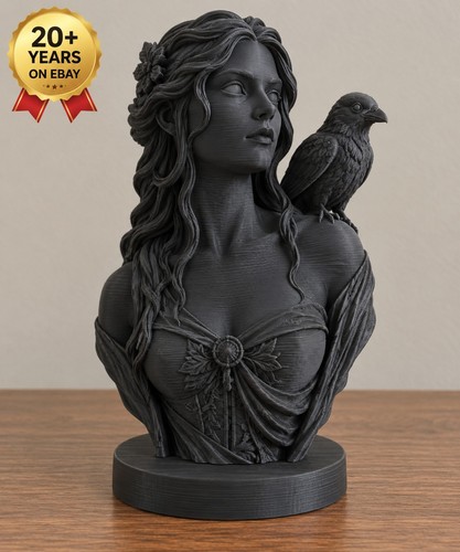 Woman with bird - statue, black