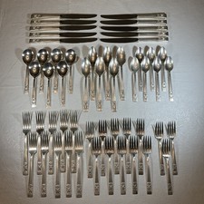 Vtg Oneida Community Coronation Flatware 53 Pc Silver Plated Silverware Set 1936