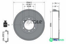 Textar brake drum - 94038800, for