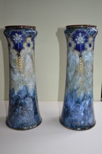 Royal Doulton beautiful Antique large Pair of Stoneware Vases c1902-1922