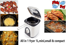 1L Mini Deep Fat Fryer Basket Compact Small Kitchen Fish Chips With Thermostat