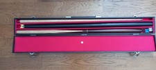 Vintage Pro One 3 Piece Snooker Pool Cue In Hard Case With Tips And Chalk