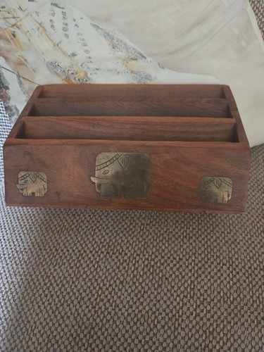 Vintage wood letter rack - vintage, with