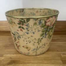 VINTAGE RETRO FIBREGLASS WASTE PAPER BIN/PLANTER FLORAL PATTERN 23cm X 18 Cm