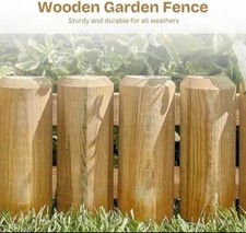 1M Wooden Garden Log Roll Fence – Decorative Lawn Border Edging for Garden Lndcp