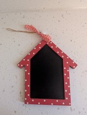 Red Polka Small House Shape Wall Hanging Chalk Board