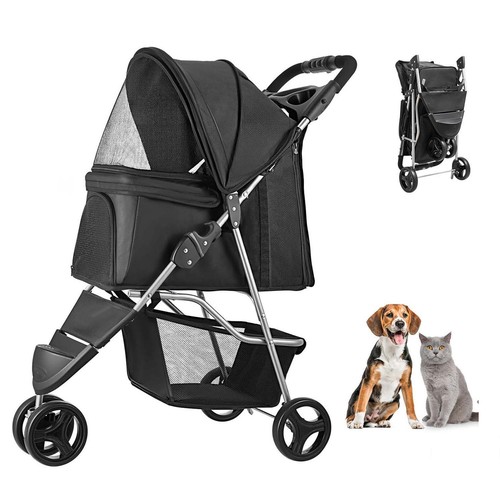 Pet stroller foldable wheels - pet, 3
