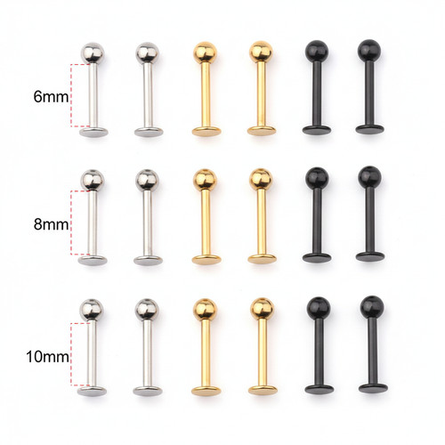 16g labret stud surgical - 16g, steel