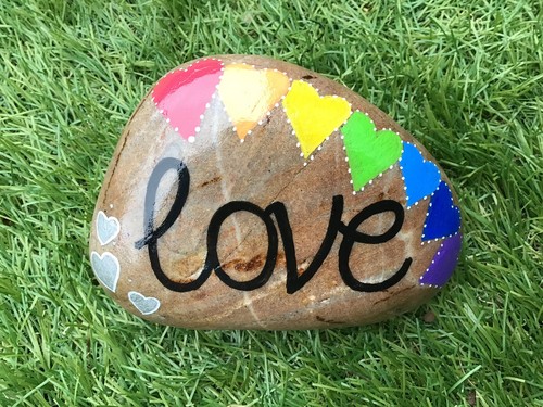 Hand painted pebble - hand,