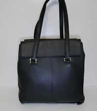 NEW DICKINS+JONES BLACK LEATHER TOTE BAG WITH TWO OUTER POCKETS WITH FLAPS