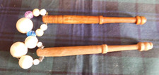 Antique wooden lace making bobbins x 2