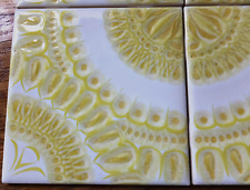 Vintage H&R Johnson-Cristal Yellow Patterned Wall/Border Tiles 4 1/4 inch square