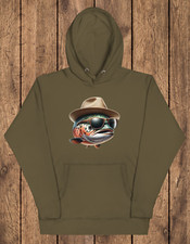 Men's salmon fishing hoodie for winter fisherman, fly fishing hoody clothing.