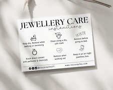  Jewellery care card / Custom thank you / business cards - Pack of 20 - A6 in si