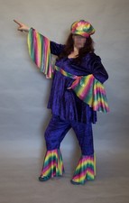 Ladies 70s 1970s Style Disco Outfit Flares Costume Fancy Dress Plus Size 20/22