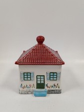 SECIA Vintage Ceramic House Cookie Jar Hand Painted Cottage Design with Lid 