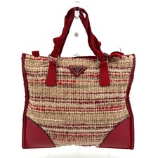 PRADA Tote Bag Tweed Red