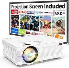 QKK Projector AK-81 6000 Lumens Mini Projector with Screen 1080P (P61)