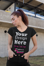 Custom V Neck T Shirt  - Logo