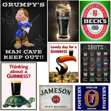 Beer man cave metal signs - man,