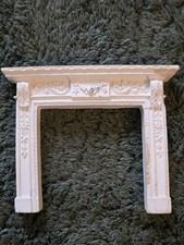 Vintage Doll House White Victorian Fire Place Surround Ceramic Plaster DAMAGED