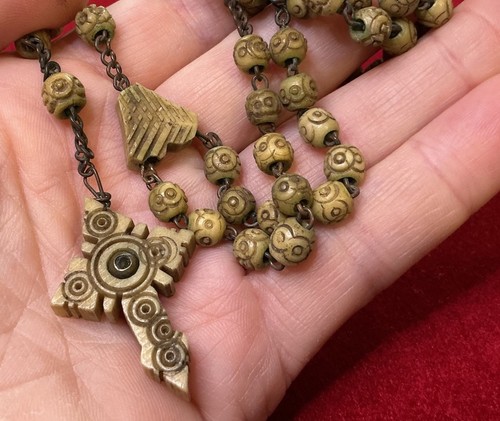 Vintage carved rosary and - vintage,