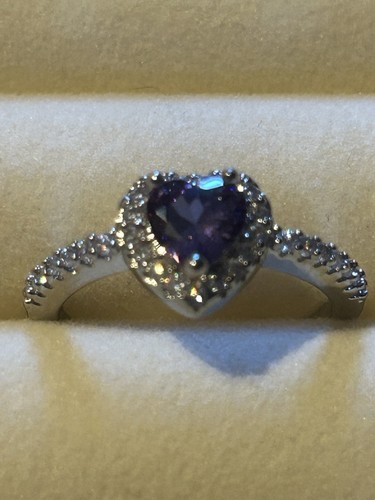 Silver amethyst heart halo - silver,
