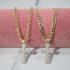 Gold Diamanté Cross On 24"