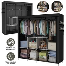 Fabric wardrobe Metal Frame Zipper Closure Storage Organizer W/Shelves Portable