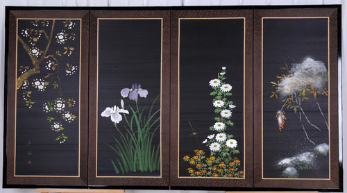 1980s japanese silk byobu - 1980s,