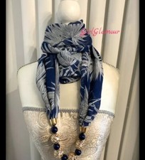 Blue Scarf Necklace Ladies Women Headscarf Pashmina Hairband Jewellery Dress 