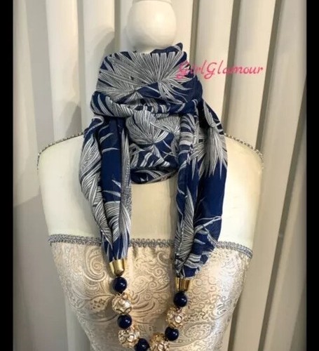 Blue scarf necklace ladies - necklace,