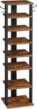 HOOBRO Shoe Rack Wooden, Tall Shoe Rack, Narrow Shoe Storage Organizer with 2 H