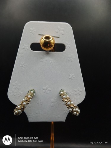 Gold tone half - gold, earrings