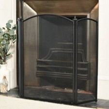 Classic Black Three Fold Fire Guard Fireplace Child Safety Spark Screen
