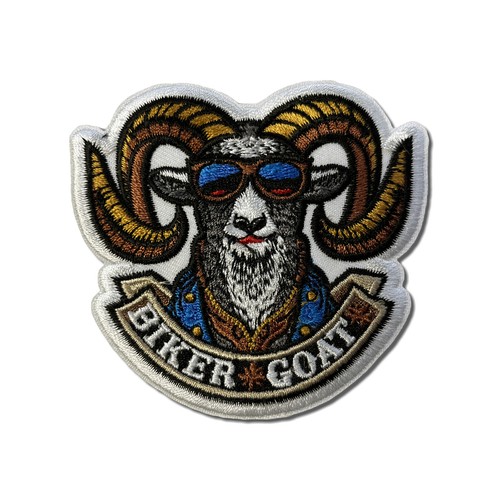 Embroidered biker goat - goat, in