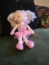  Flora Pink Ballerina Tutu Fairy Silver Wings White Hair Rag Doll 14 inch VGC