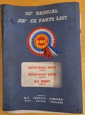 FACTORY AUSTIN-HEALEY SPRITE MG MIDGET MECHANIC SERVICE PARTS LIST 1969 AKD 3566